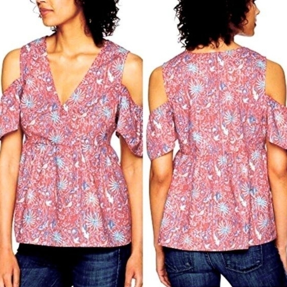 Lucky brand Cold Shoulder Blouse Size 2X Bohemian Cottagecore Feminine Career - Picture 3 of 11